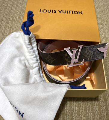 #ad Louis Vuitton Monogram Adjustable Dress Belt LV Buckle Brown Pink Men $500.00