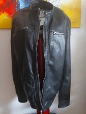 Bruno Banani Lederjacke für Herren XXL schwarz mit Stehkragen