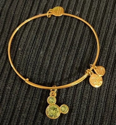 Disney Alex and Ani Mickey Icon August Peridot Birthstone Gold Bracelet