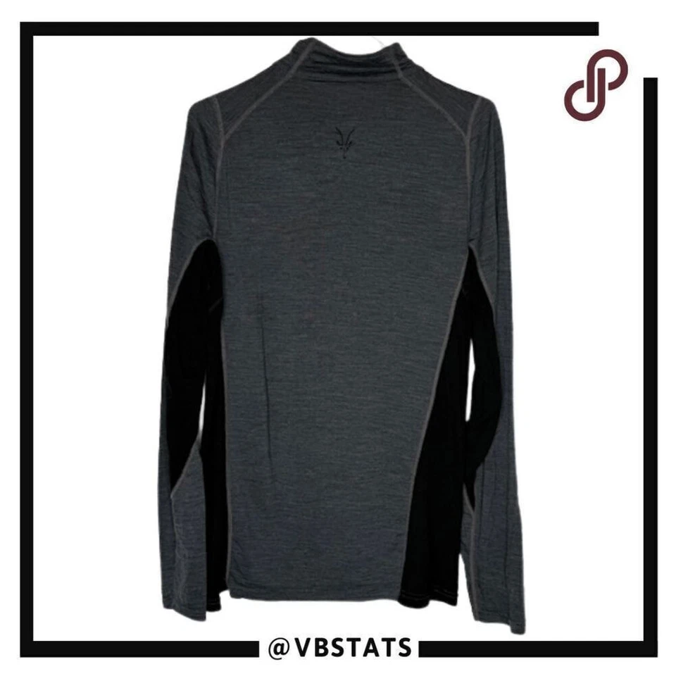 Ibex Men's Zque Certified Merino Wool 1/4 Zip Long Sleeve Shirt Gray Size Medium - Image 3 of 4