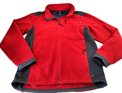 Vtg EMS Eastern Mountain Sports Polartec Full Zip Fleece Men's L Red Gray Gorp