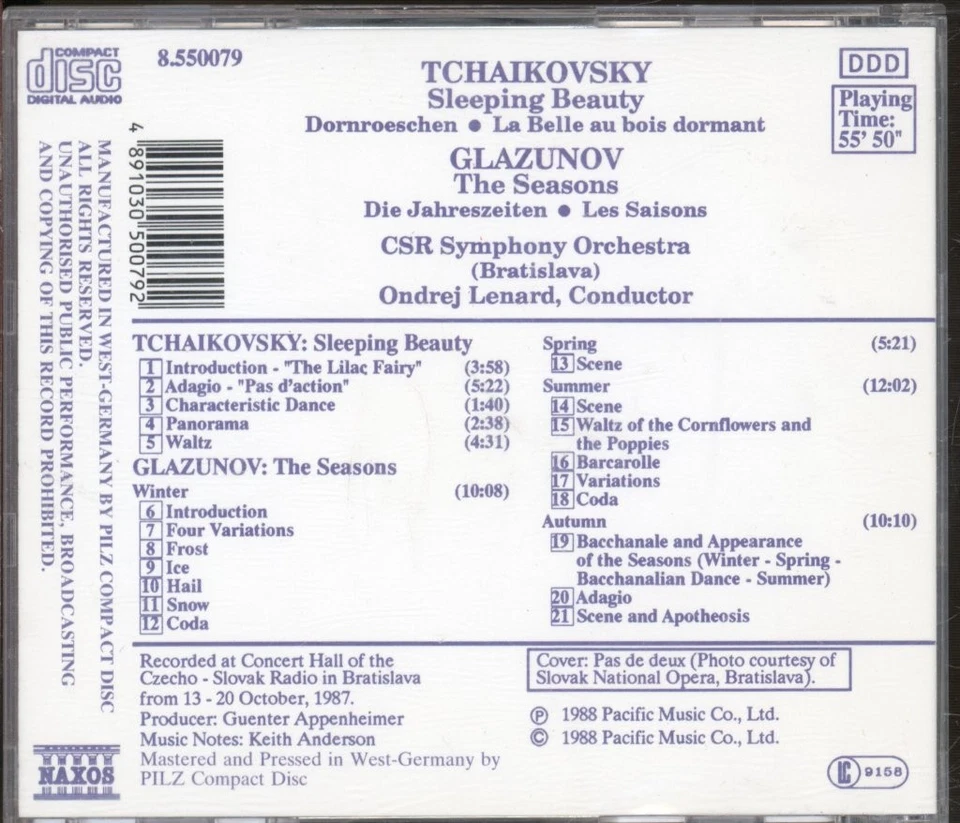 8550079 Csr Symphony Orchestra • Ondrej Lenard Tchaikovsky / Glazunov - Sleeping - Image 2 of 3