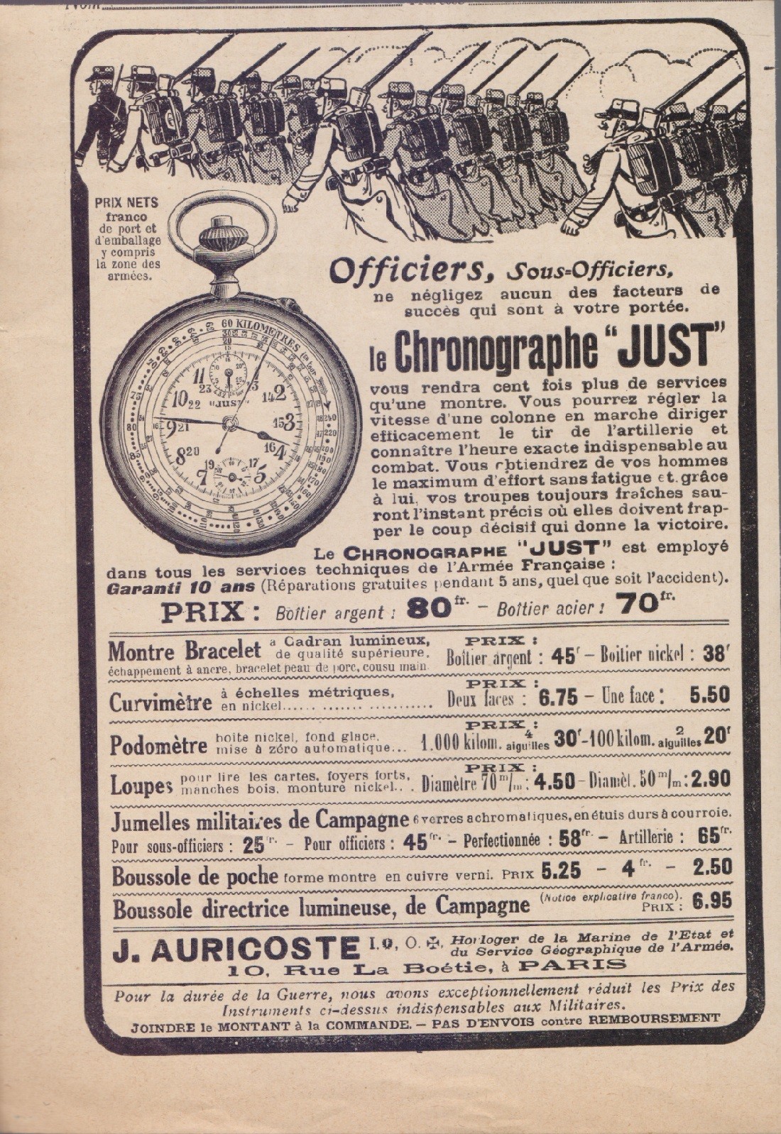 Chronographe Just. Advertising 1915