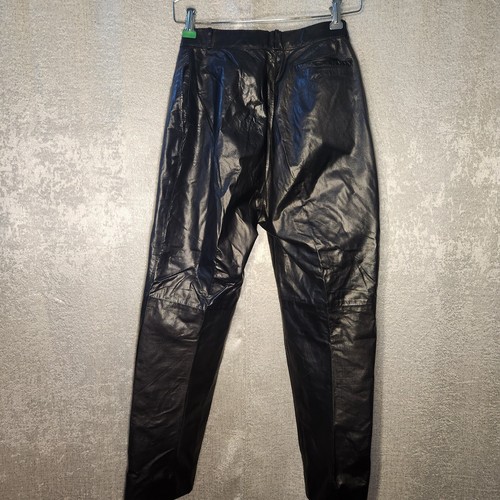 Vintage Oleg Cassini Womens Size 10 Black Leather Pants High Rise - Picture 3 of 5