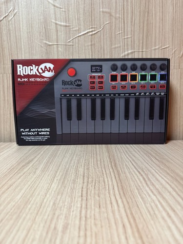 RockJam RJMK 25-Key USB & Bluetooth 8-Backlit Drum Pads MIDI Keyboard Controller