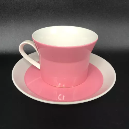 Vintage Mikasa Duplex by Ben Seibel Pink & White Cup & Saucer Set