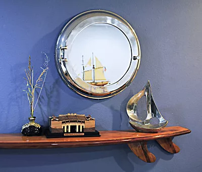 Porthole Mirror 21" Shallow Depth Medicine Cabinet Surface Wall Mounted Aluminum