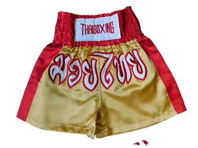 Kraftvolle Eleganz: Moderne Muay Thai Shorts gold MMA Boxen Short Gr. M Hose 040