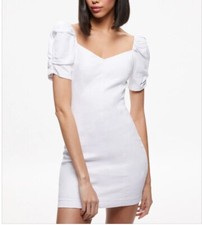 Alice + Olivia Jeans Mimi Puff White Mini Dress Size 2 $350 MSRP