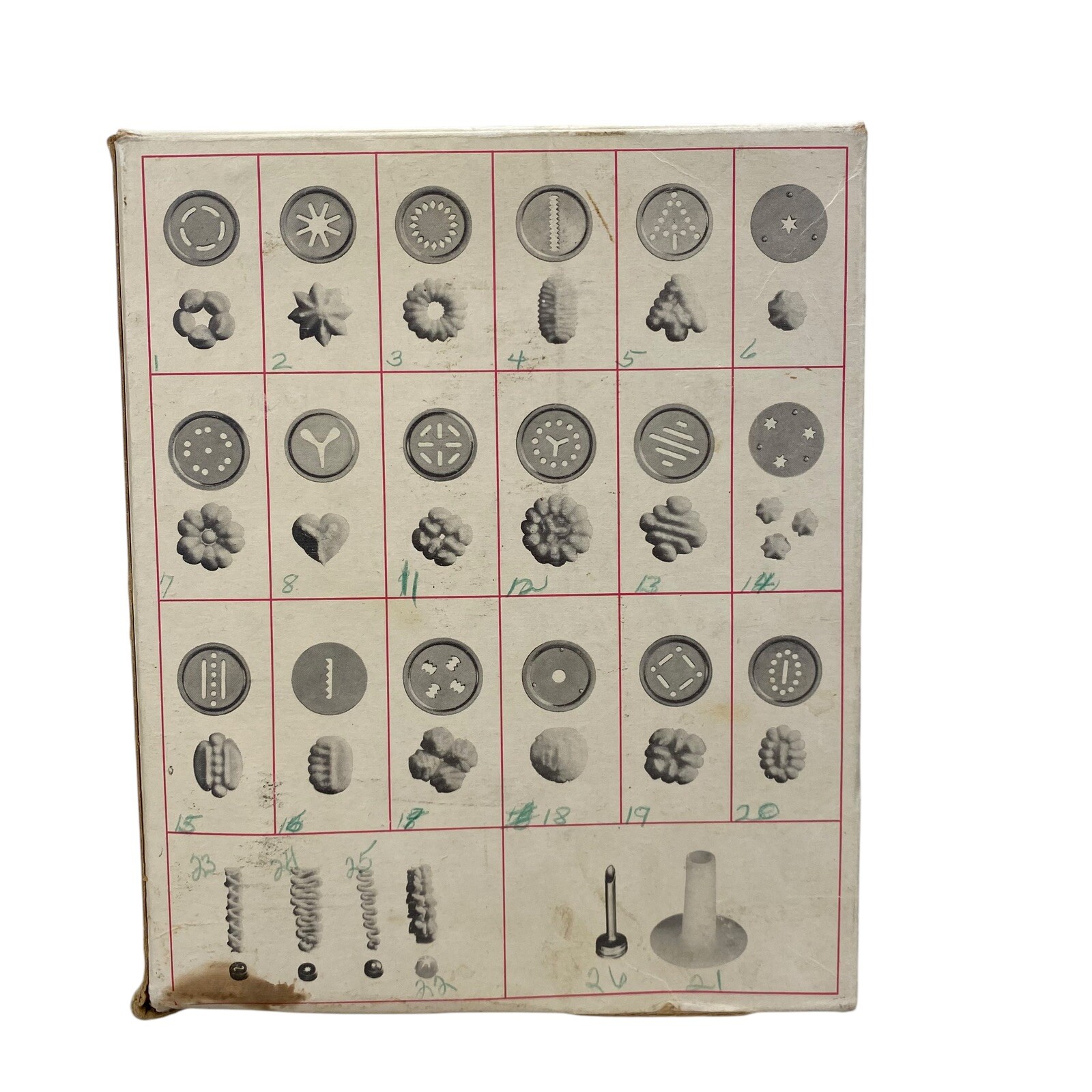 VTG SAWA 2000 Cookie Press Deluxe Sweden Metal Original Box 29 Pieces - Complete