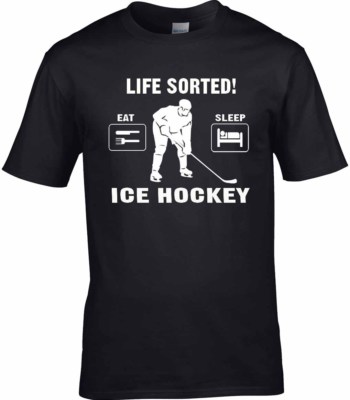 Ice Hockey T-Shirt  Life Sorted Various Colours Men's Great Gift Idea Skater Men
