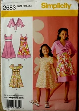 NEW 2683 Simplicity Pattern-Girls Dress w/Bodice Variations Jacket Sz. 3-4-5-6