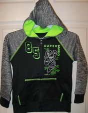 Super Mario Fleece Full Zip Up Zipper Black Hoodie Jacket Boys Size 4 NWT