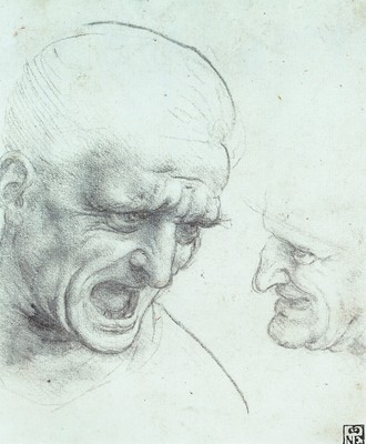 Leonardo da Vinci - Studie eines Gesichts für einen Krieger in der Schlacht von Anghiari Kunst