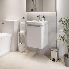 White Wall Hung Vanity Unit - 400mm Width Modern Bathroom Storage
