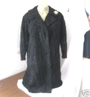 Alter Pelzmantel Persianer Mantel Tölle schwarz echt Vintage mit  Gebrauchsspuren