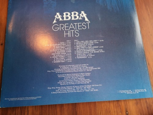 Abba Greatest Hits Vinyl LP Atlantic SD 18189 Nice 1976 Canada Wea Mamma Mia SOS - Picture 10 of 17
