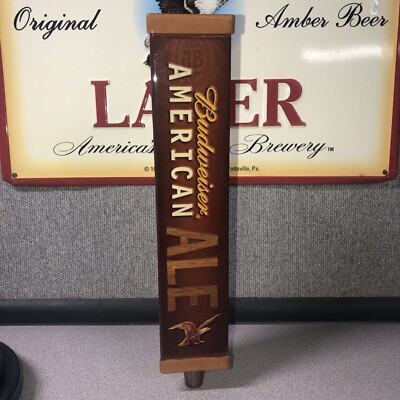 Budweiser American Ale Brown Wood Beer Tap Handle 3 Sided Nib