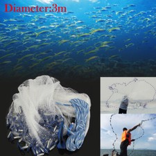 10FT Fishing Cast Net Bait Easy Throw Hand Cast Strong Nylon Trap Line Mesh USA