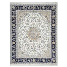 7'10"x10'1" Stone White Nain Design 250 KPSI Soft Wool Hand Knotted Rug G90868