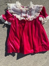 NANA'S PET Vintage Fuchsia Pink Smocked Lace Church Wedding Dress Sz 3T    tb9j5