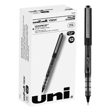 Uniball Black Rollerball Pens 12 Count Fine Point Water Fade Resistant Ink