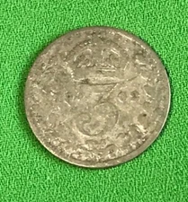 1902 EDWARD VII THREE PENCE 3D Silver (.925) 1.41g 16mm KM# 797, Sp# 3984