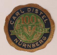 Carl Distel 100 Years Commemorative 1926 Nurnberg German Anniversary Label