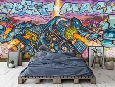 3D Street Art Graffiti Self-adhesive Removable Wallpaper Murals Wall Sticker 17
