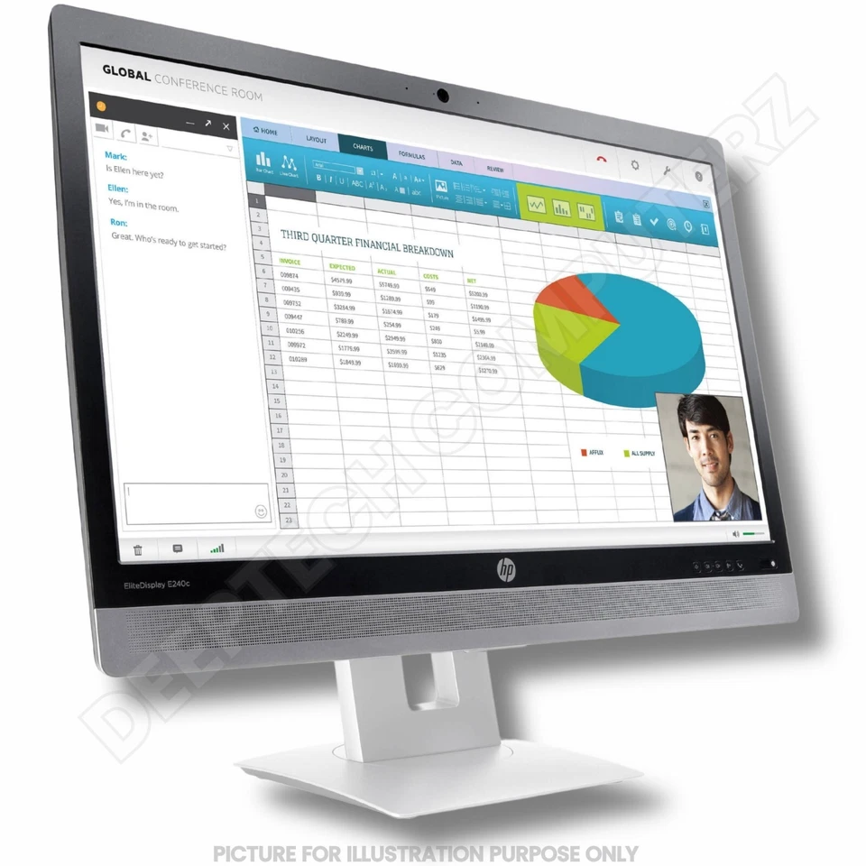 HP Elitedisplay E240c 24" FHD Video Conferencing Monitor, HD Webcam, 2W Speakers - Image 3 of 4