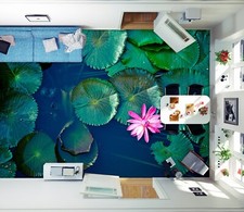 3D Lotus Leaf FZ2409 Floor WallPaper Murals Epoxy Floor Print Decal UK Amy