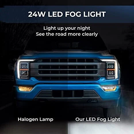 For 2021 2022 2023 Ford F-150 LED Fog Lights DRL w/Amber Turn Signal Lamp 21-23 - product detail image 13