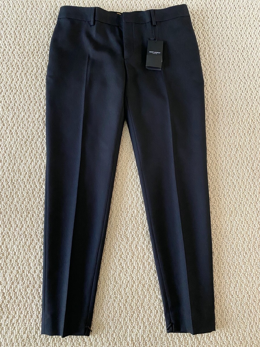 【関税・送料込み】SAINT LAURENT PANTS NOIR WOOL PANTS NWT Saint Laurent YSL Black Gabardine Wool Skinny Pants