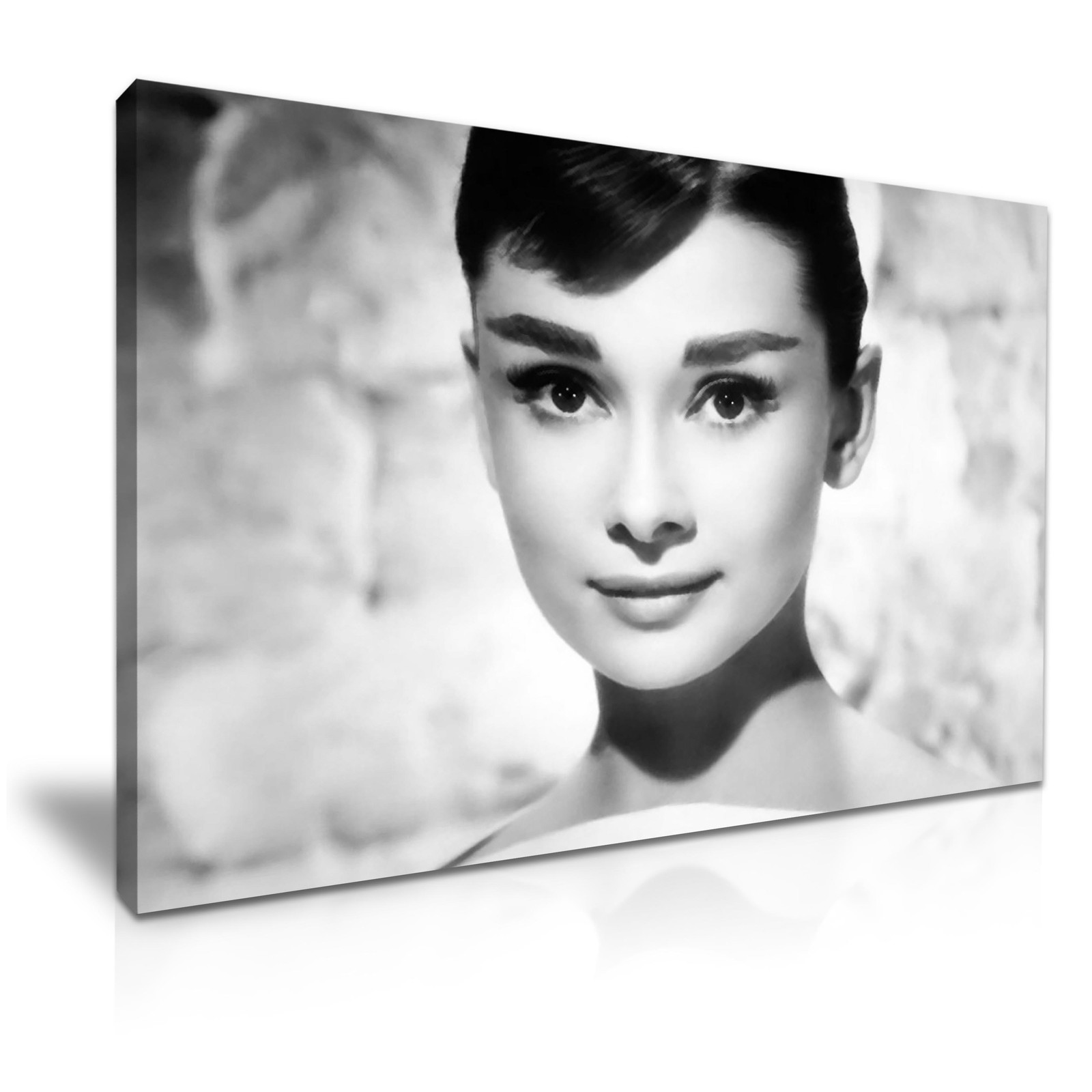 Audrey Hepburn Black and White Stretched Canvas Print Wall Deco