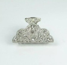 bridal silver rhinestone peacock small hair clip