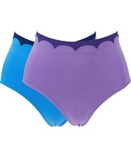 Rhonda Shear 2-pack Seamless Scallop-Trim Ahh Brief Purple/Blue