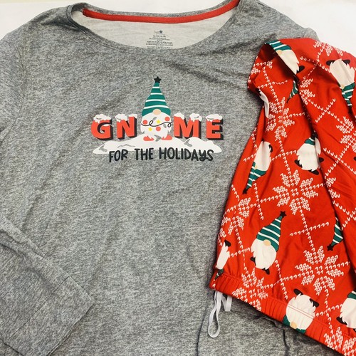 Womens XL 16 18 Gnome Pajamas Long Sleeve and Joggers Gnome For the Holidays - 第 1/7 張圖片
