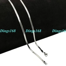 Real 18K White Gold Filled TARNISH-FREE 2mm Thin Herringbone Chain Necklace Q764