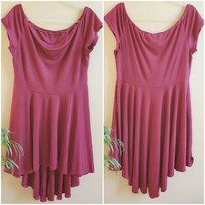 Plus Size Dark Red Boat Neck High Low Off Shoulder Dress Tunic Womens XXL