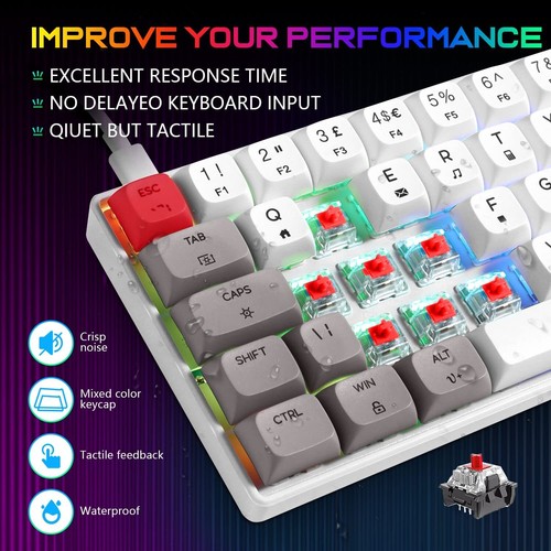 60% Wired Mechanical Keyboard Mixed Color,PBT Dye-Sub XDA Keycaps,RGB for Gamers - Picture 13 of 63