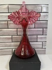 Fenton Cranberry Glass Jack in the Pulpit Vase