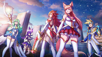 Anime league of legends stars guardian group women video Play Gaming Mat Desk