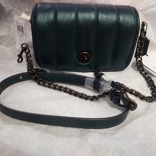 Coach Dinky 18 With Quilted Metallic Green Crossbody Removable Strap C6622 New