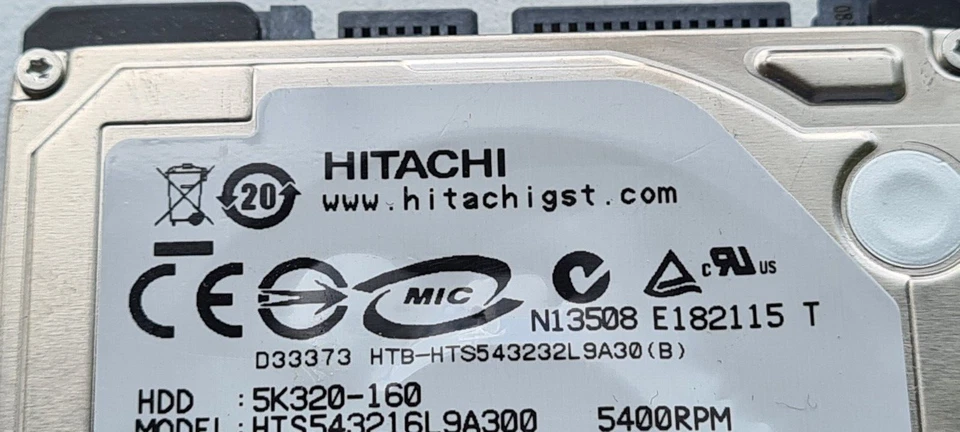 Hard Drive HDD 160GB 2.5" SATA Hitachi HTS543216L9A300 DATE: NOV-08 - Image 4 of 4