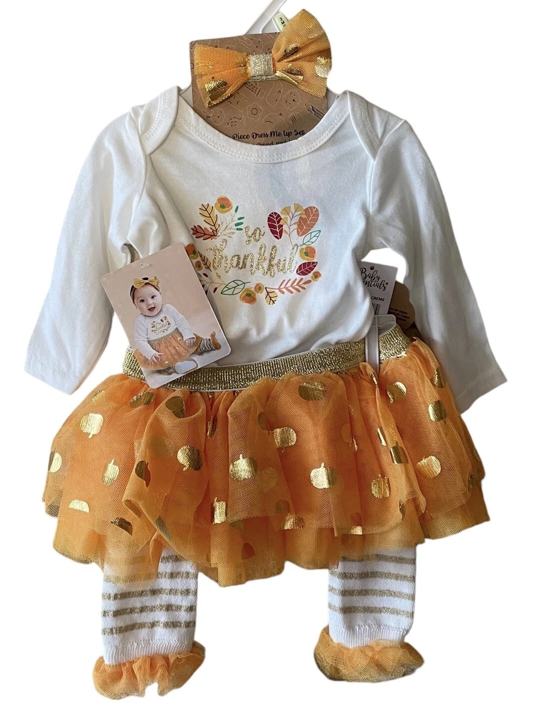 Baby Essentials Infant Girl 3 Months Outfit Fall Thanksgiving Tulle Skirt NEW