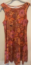 LAQEYKO WOMAN'S SLEEVELESS DRESS ORANGE PINK BROWN FLORALS SIZE MEDIUM NWOT