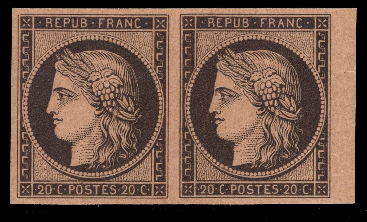 MOMEN: FRANCE SC #3 1850 IMPERF MINT OG NH XF WOLFGANG CERT LOT
