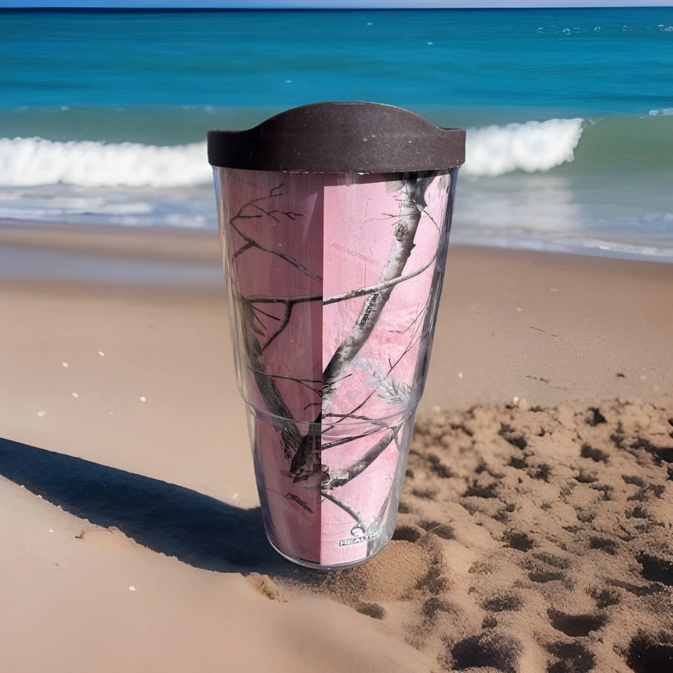 Vaso Tervis Realtree® Envoltura Rosa Camuflaje Marrón Tapa Rama Rústica Caza EE. UU. 24 oz Foto 4 de 4
