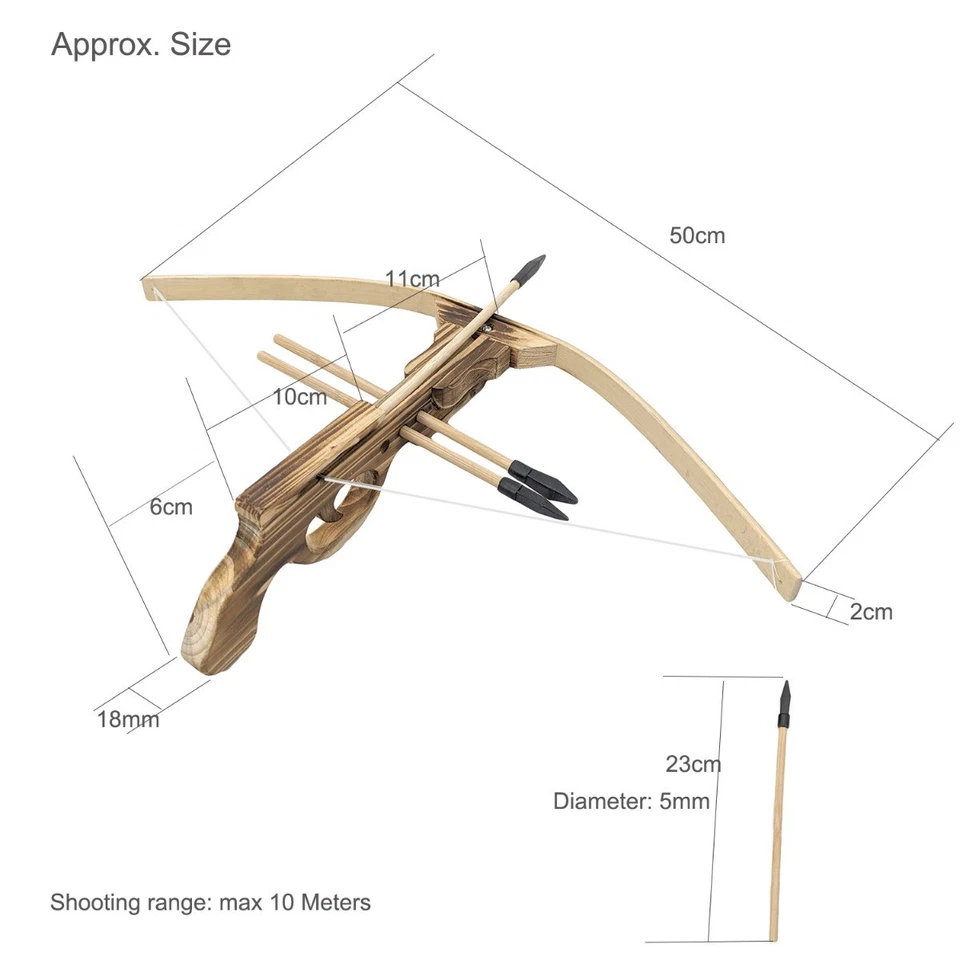 Toy Cross Bow&Arrow Archery Shooting Crossbow Set Wood&Bamboo for Kid Cosplay - image 2 of 4