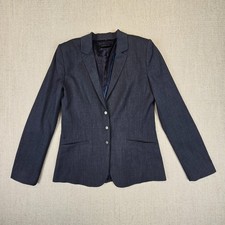 ELIE TAHARI Blazer Jacket Blue Stretch 3 Button Career Women Size 8